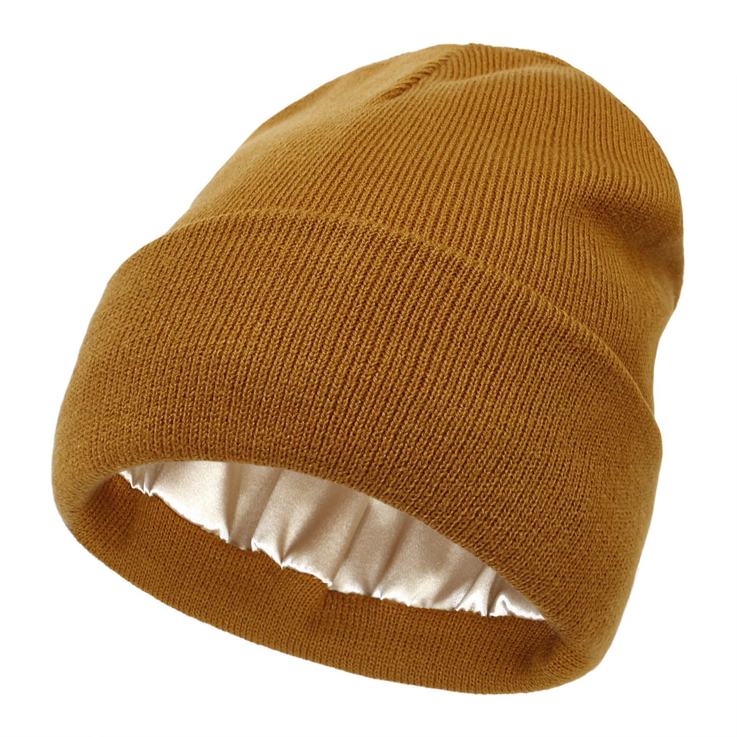 V888-ELOSUNG25654-202505081717-00 Premium Warm Beanie with Silk Satin Lining(Caramel) - Image 1
