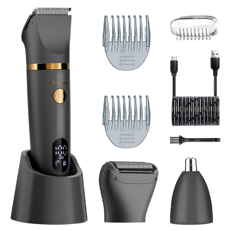 V888-ELOSUNG25678-202505081707-00 3-in-1 Men's Electric Body Groomer & Hair Clipper Kit - Waterproof, USB-C Rechargeable with Charging Dock(Upgraded gray) - Image 1