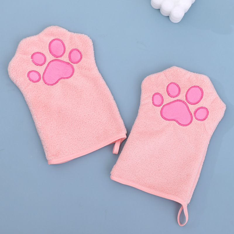 V888-ELOSUNG25699-202505081715-00 Adorable Pet Paw Grooming & Drying Mitt - Super Absorbent Fleece Material(pink) - Image 1