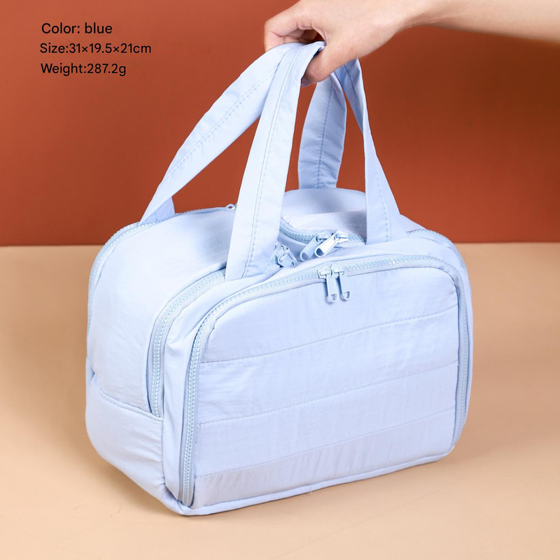 V888-ELOSUNG25772-202505131747-00 Portable Multi-Compartment Travel Toiletry & Makeup Organizer Bag with Brush Holders(blue) - Image 1