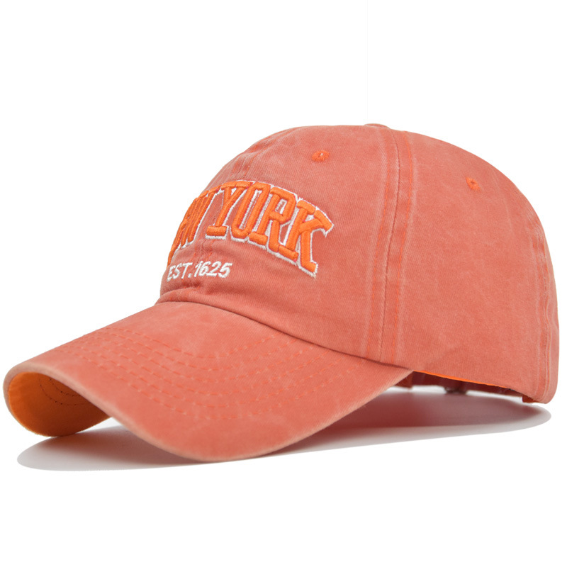 V888-ELOSUNG25817-202505131847-00 Vintage New York Est. 1625" Washed Cotton Baseball Cap - Adjustable & Unisex(Orange)" - Image 1