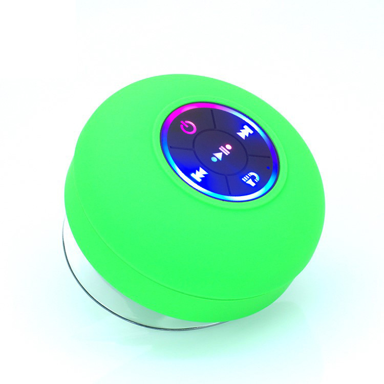 V888-ELOSUNG25851-202505151645-00 IPX4 Waterproof Bluetooth Shower Speaker with Suction Cup & LED Lights - Hands-Free Calling(green) - Image 1