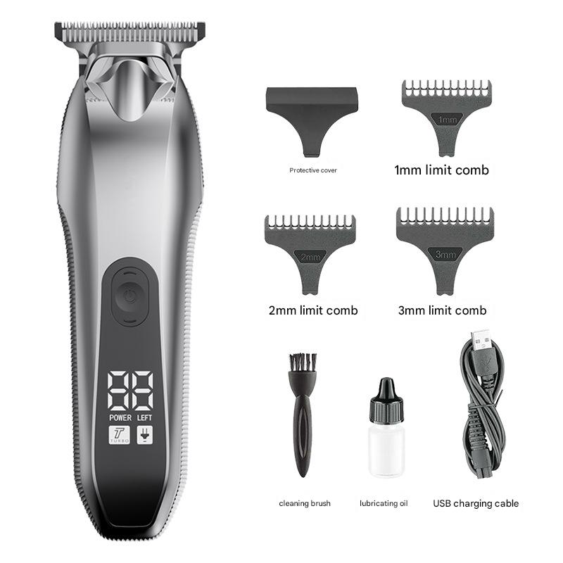 V888-ELOSUNG25914-202505151615-00 Professional Electric Hair Clipper & Beard Trimmer - USB Rechargeable, LED Display(Silver) - Image 1