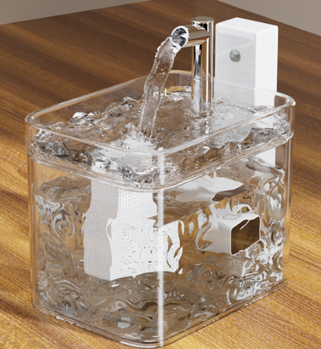 V888-ELOSUNG26007-202504141445-00 Transparent Wireless Sensor Pet Water Fountain - 1.5L Automatic Filtered Dispenser - Image 1