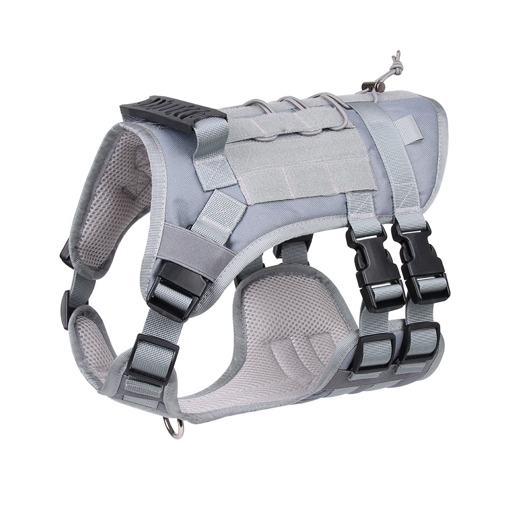 V888-ELOSUNG26027-202504141522-00 Gray Tactical Dog Training Harness - Adjustable Vest for Training and Walking - M - Image 1