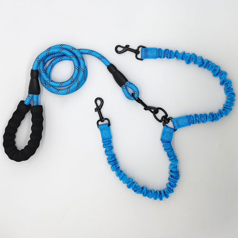 V888-ELOSUNG26033-202504141503-00 Blue Pet Double-Ended Rope + 1.5M Leash - Easy to walk two dogs, tangle-free design - Image 1