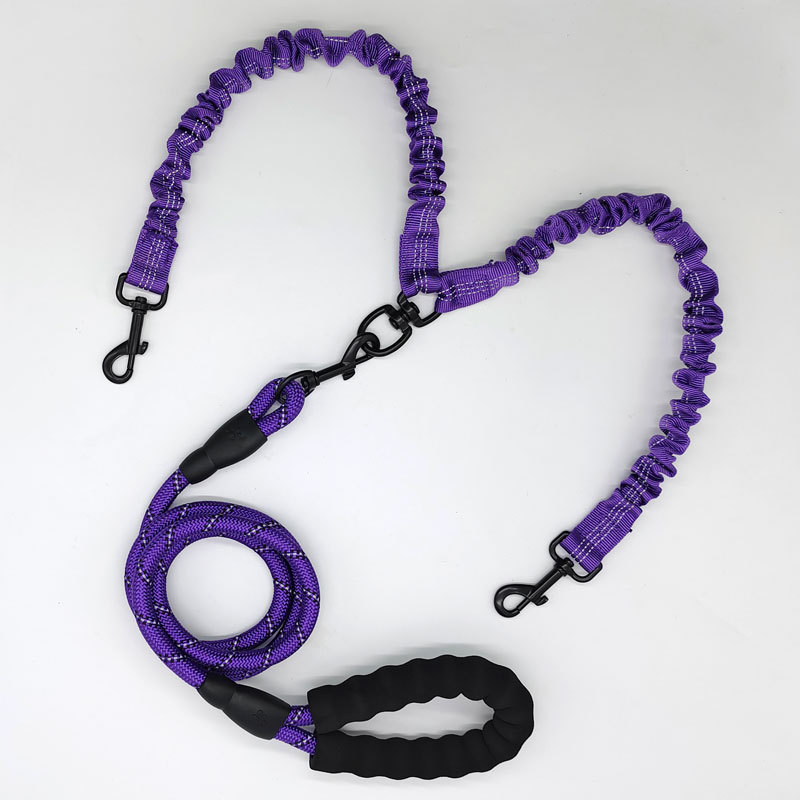 V888-ELOSUNG26036-202504141515-00 Purple Pet Double-Ended Rope + 1.5M Leash - Easy to walk two dogs, tangle-free design - Image 1
