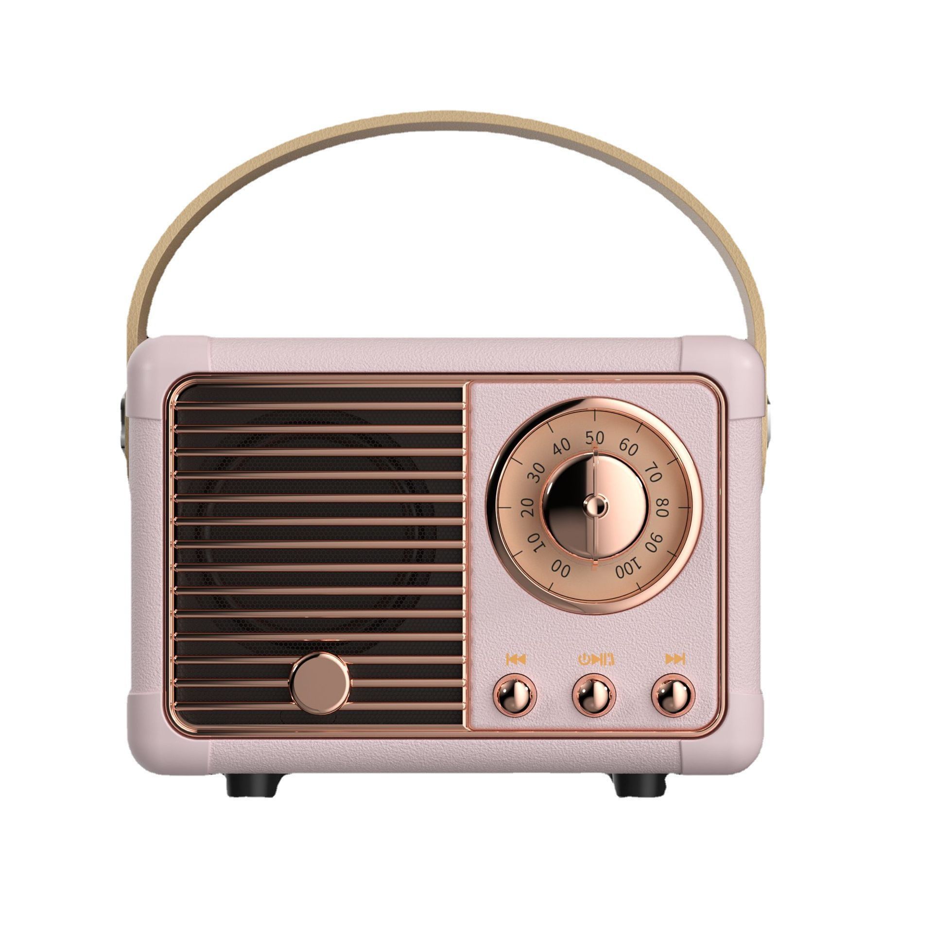 V888-ELOSUNG26176-202504171626-00 Pink Retro Bluetooth Speaker - Portable Mini Wireless Speaker with Vintage Radio Design (Product size: 7x11x5cm) - Image 1