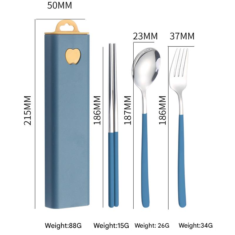 V888-ELOSUNG26341-202504281435-00 2 - pcs Dark blue Reusable Travel Utensil Set with Case - 304 Stainless Steel Spoon, Fork & Chopsticks - Image 1