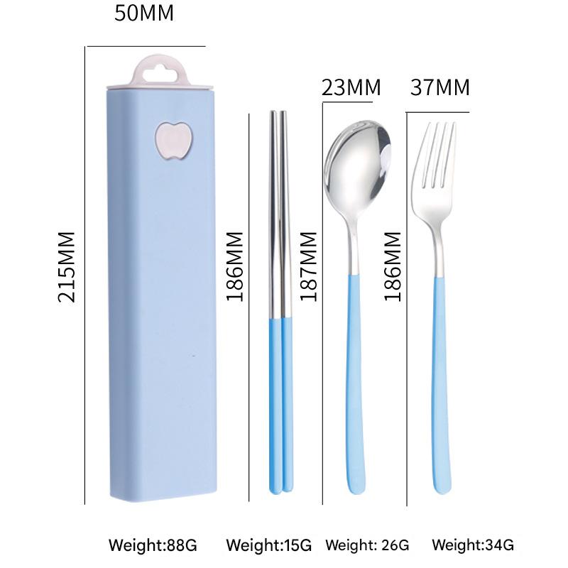 V888-ELOSUNG26342-202504281435-00 2 - pcs Light blue Reusable Travel Utensil Set with Case - 304 Stainless Steel Spoon, Fork & Chopsticks - Image 1