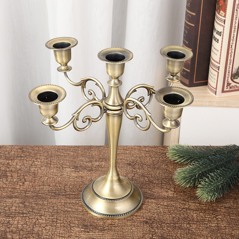 V888-ELOSUNG26355-202504281527-00 Copper Elegant Metal Candelabra 5 Arm Candle Holder - Decorative Candelabra for Home, Weddings, Events - Image 1