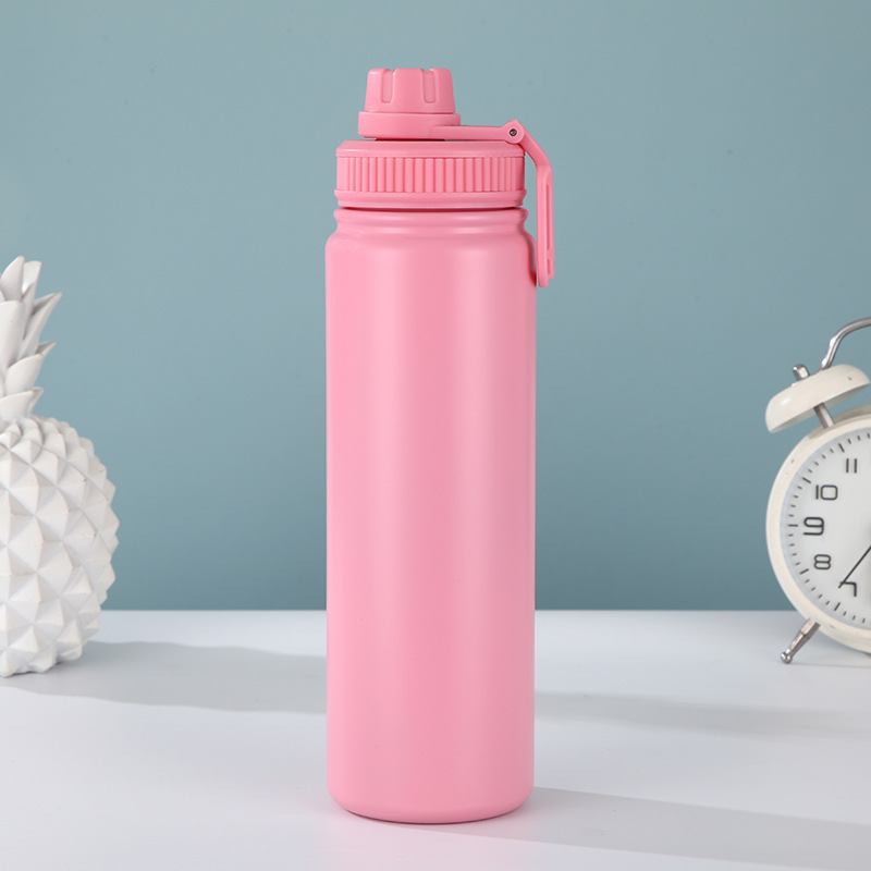 V888-ELOSUNG26441-202504281431-00 Pink Portable Travel Thermos Bottle - Leakproof Stainless Steel Flask with Carry Handle (22oz - 660ml) - Image 1