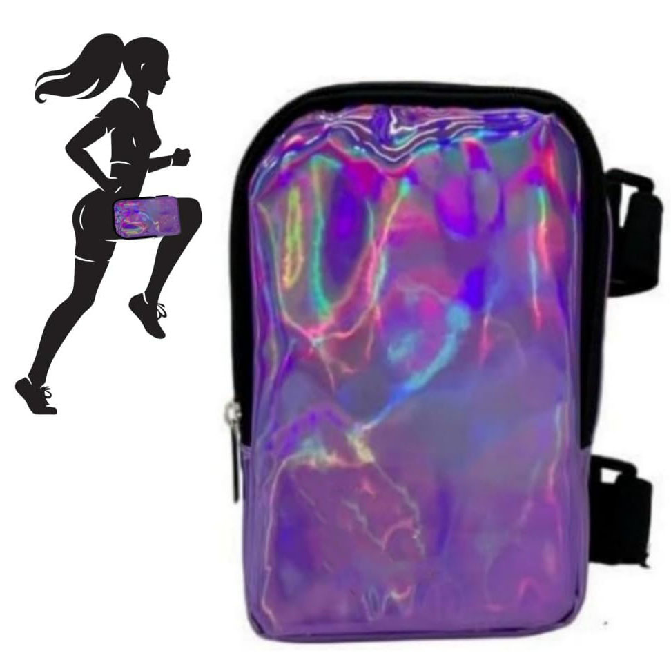 V888-ELOSUNG26467-202504281517-00 Purple Shiny Holographic Thigh Holster Bag - Hands-Free Festival & Hiking Gear - Image 1