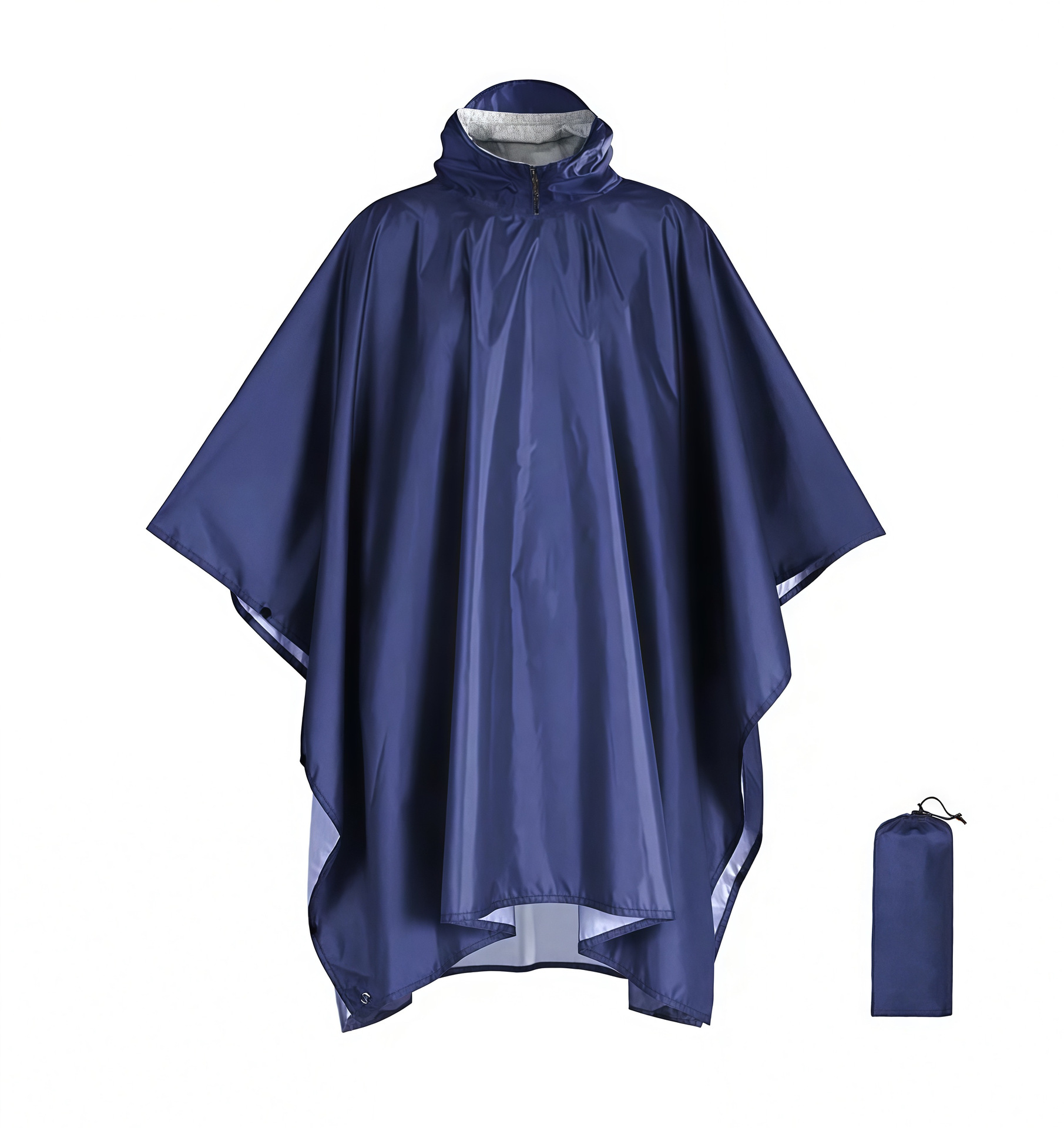 V888-ELOSUNG26477-202504281536-00 Blue Portable Outdoor Camping Poncho - Can be used as Raincoat, Tarp, Ground Cover (Polyester silver coated without pockets) - Image 1