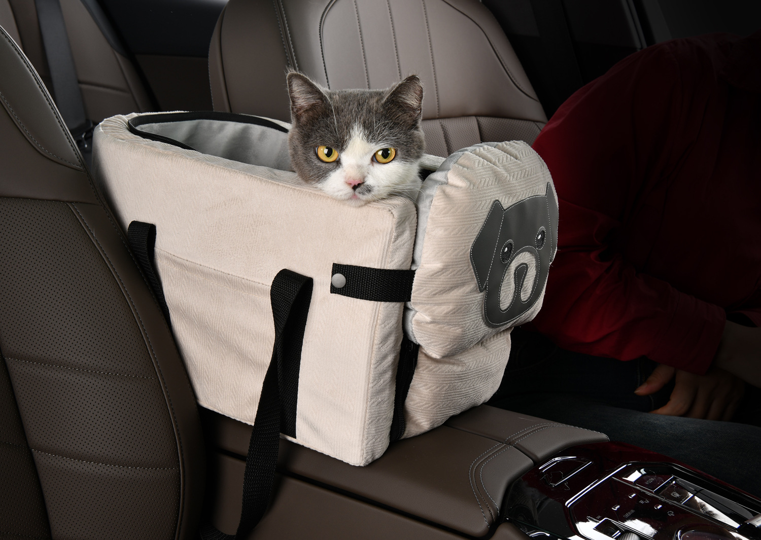 V888-ELOSUNG26510-202504291538-00 Beige Pet Car Booster Seat for Small Dogs & Cats - Safe Travel Carrier Bed - Image 1
