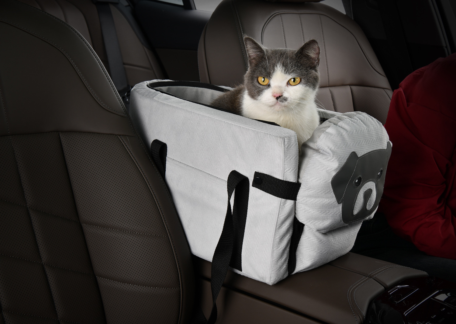 V888-ELOSUNG26513-202504291526-00 Grey Pet Car Booster Seat for Small Dogs & Cats - Safe Travel Carrier Bed - Image 1