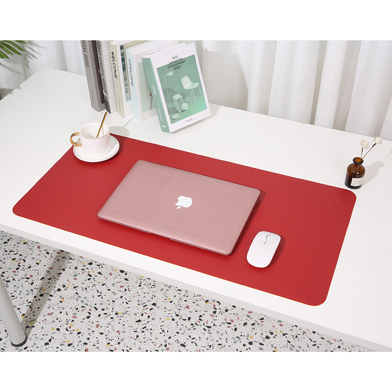 V888-ELOSUNG26557-202505081653-00 2 PCS Wine red/yellow Extra-Large Leather Table Mat for Study & Work - Pad for Students & Office Use (60x30cm) - Image 1