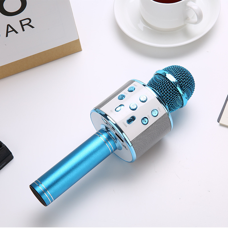 V888-ELOSUNG26581-202505081730-00 Blue Bluetooth 5.0 Karaoke Microphone for Family Entertainment - Image 1