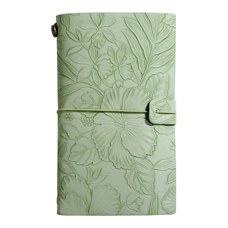 V888-ELOSUNG26649-202505131835-00 Green 2-Pack Vintage Floral Embossed PU Leather Journals - 192 Pages Each - Image 1