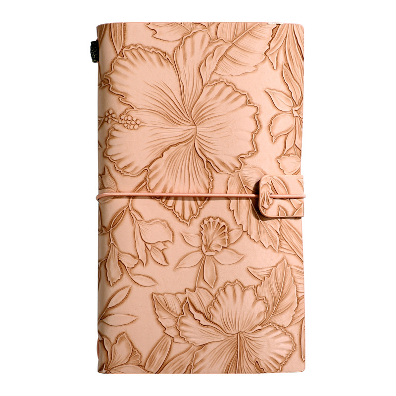 V888-ELOSUNG26650-202505131836-00 Pink 2-Pack Vintage Floral Embossed PU Leather Journals - 192 Pages Each - Image 1