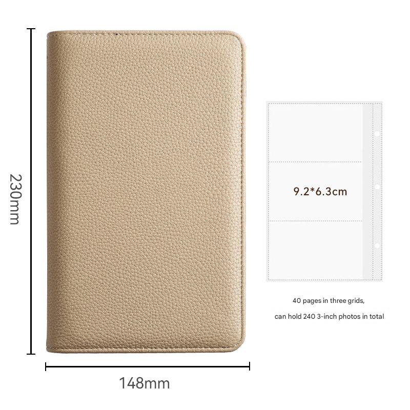 V888-ELOSUNG26657-202505131841-00 Beige PU Leather Zippered Photo Album - Holds 240 3 Prints" - Image 1