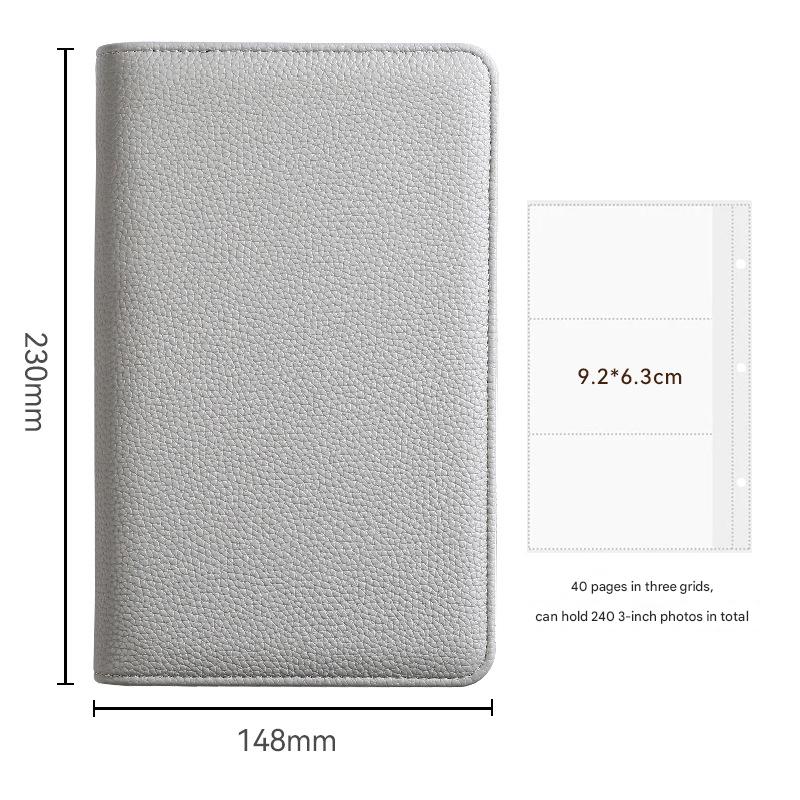 V888-ELOSUNG26658-202505131842-00 Gray PU Leather Zippered Photo Album - Holds 240 3 Prints" - Image 1