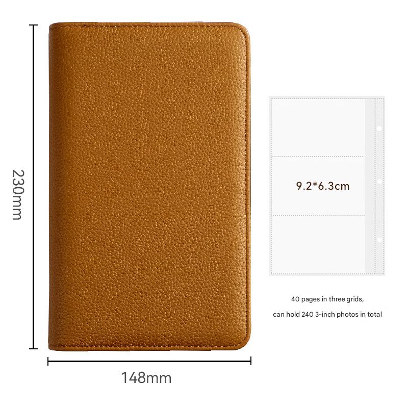 V888-ELOSUNG26659-202505131842-00 Brown PU Leather Zippered Photo Album - Holds 240 3 Prints" - Image 1
