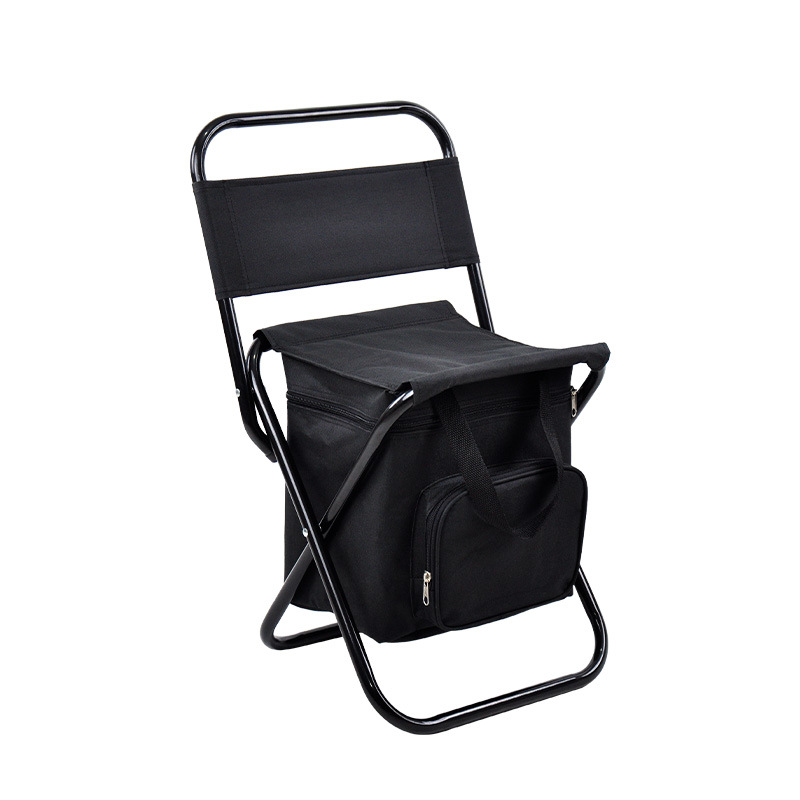 V888-ELOSUNG26699-202505131821-00 Foldable Camping Chair with Integrated 10L Insulated Cooler Bag - Black - Image 1