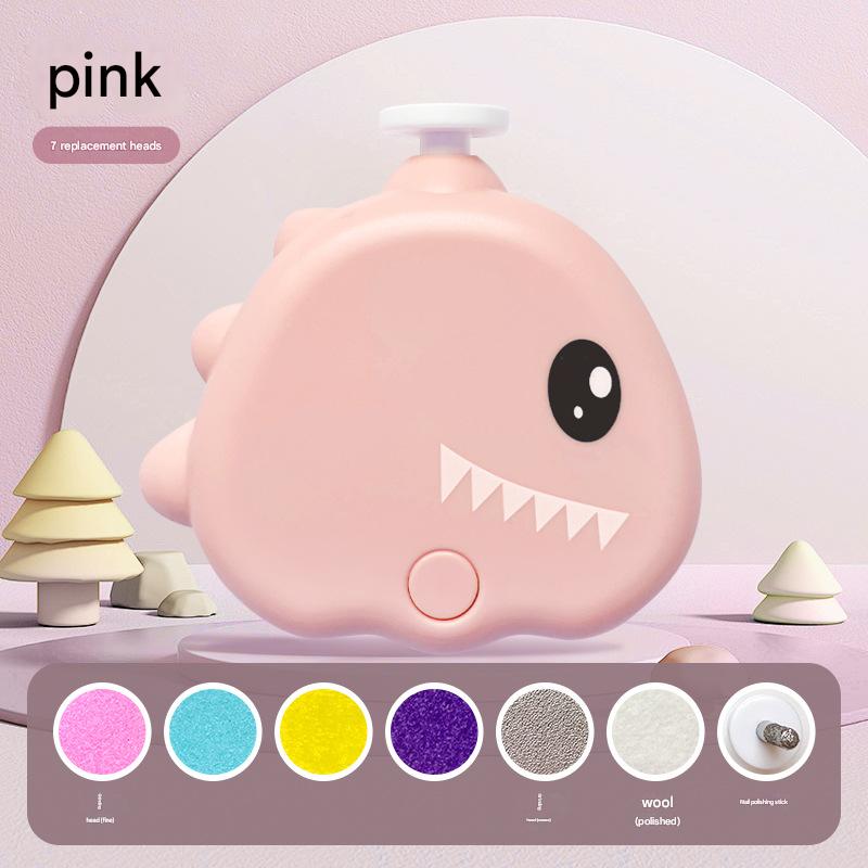 V888-ELOSUNG26853-202505151811-00 Pink Cute Dinosaur Electric Pet Nail Grinder - 3-Speed, Low Noise, USB-C for Dogs & Cats - Image 1