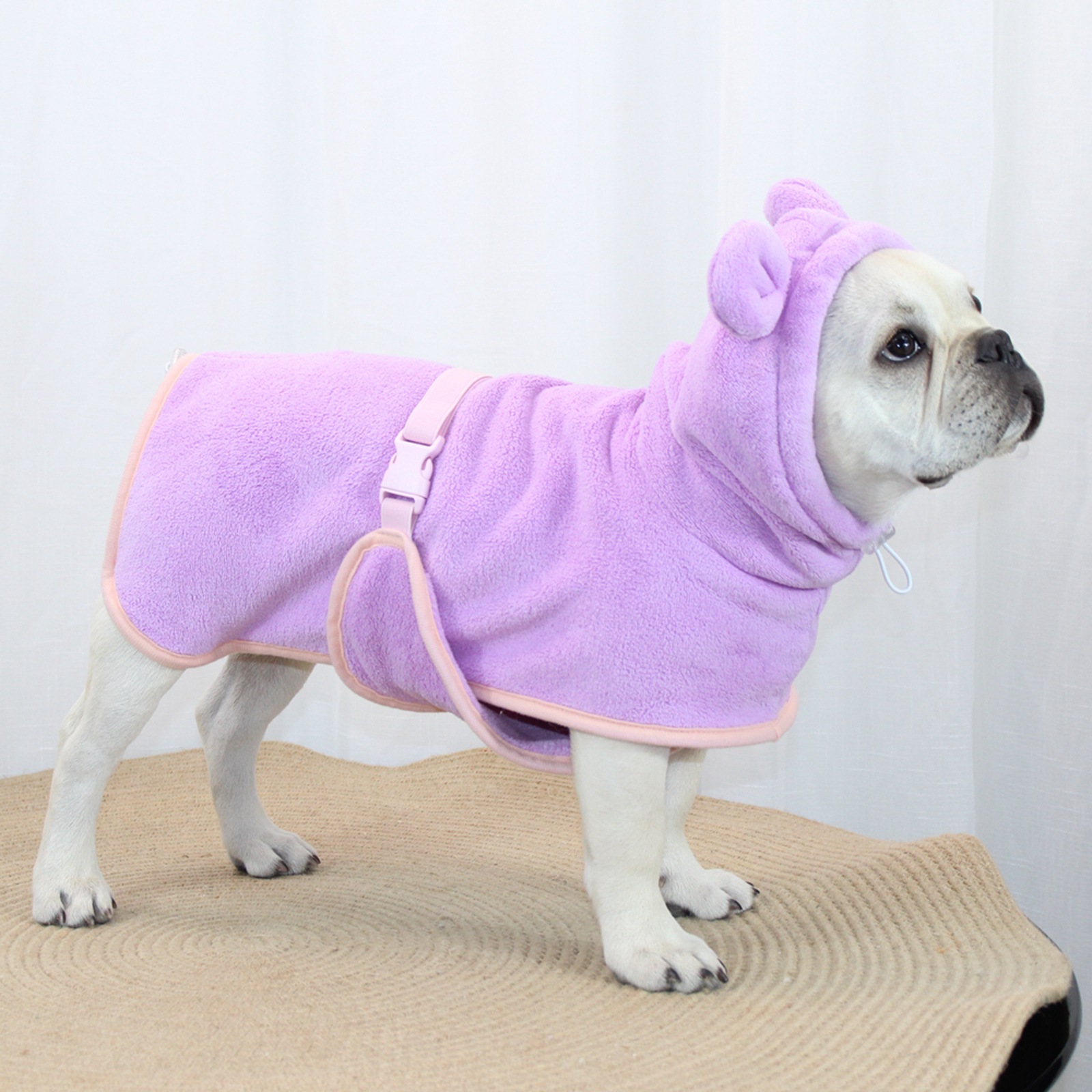 V888-ELOSUNG26887-202505151641-00 Purple Hooded Dog Bathrobe - Super Absorbent, Adjustable Fit, Cozy Pet Towel (Size : L) - Image 1