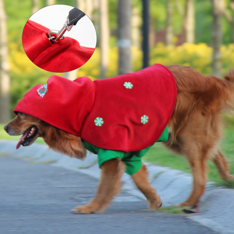 V888-ELOSUNG26891-202505151643-00 Christmas Dog Costume - Festive Hooded Cape & Green Jumpsuit Outfit (Size : M) - Image 1