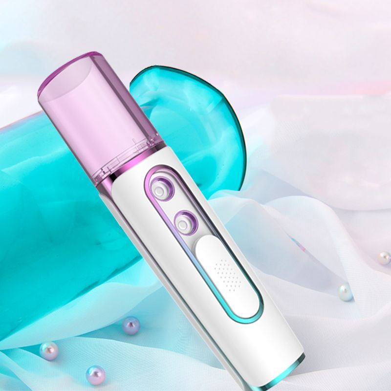 V888-ELOSUNG26967-202505191416-00 Purple Dual Nozzle Nano Facial Mister - USB Rechargeable Hydrating Spray - Image 1