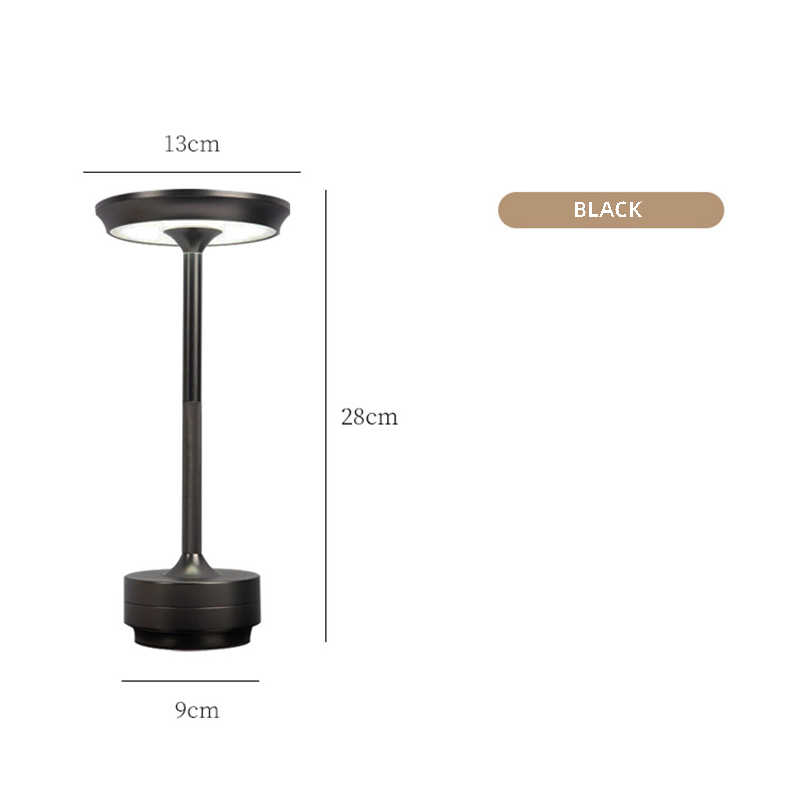 V888-ELOSUNG27040-202504211228-00 Black Elegant Aluminum Alloy Rechargeable LED Touch Lamp - 3-Color Dimmable Cordless Table Light - Image 1
