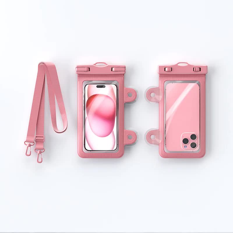 V888-ELOSUNG27053-202504211307-00 Pink 2-Pack Universal IPX8 Waterproof Phone Pouch with Lanyard - Touch Sensitive Case for Swimming & Outdoor Sports - Image 1