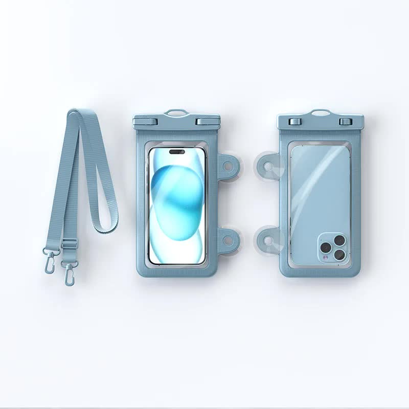 V888-ELOSUNG27054-202504211308-00 Blue 2-Pack Universal IPX8 Waterproof Phone Pouch with Lanyard - Touch Sensitive Case for Swimming & Outdoor Sports - Image 1