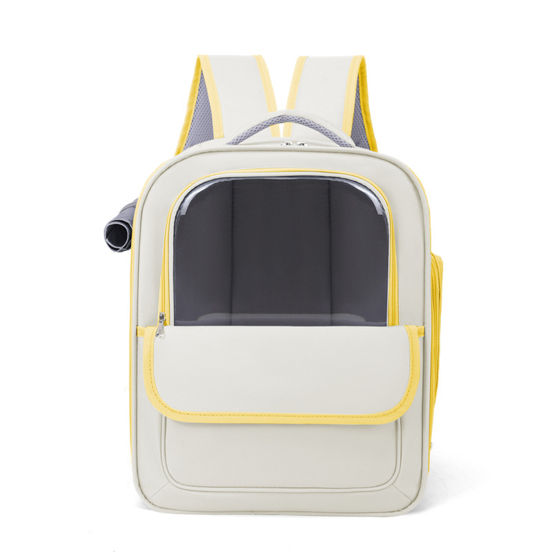 V888-ELOSUNG27132-202504281440-00 Beige And Yellow Spacious Pet Carrier Backpack with Clear Window - Comfortable Travel Bag for Cats & Small Dogs - Image 1