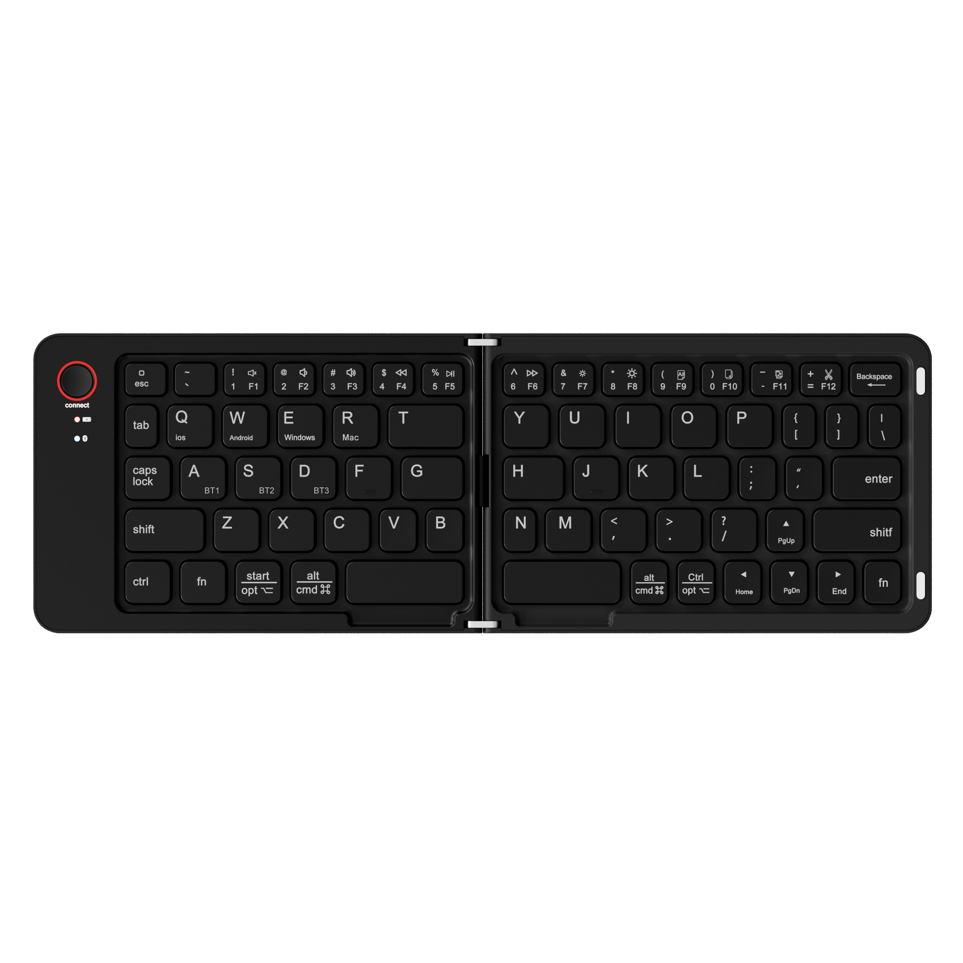 V888-ELOSUNG27141-202504281507-00 Black Ultra-Slim Foldable Bluetooth Keyboard - Portable Wireless Rechargeable Travel Keyboard for iOS Android Windows Devices - Image 1