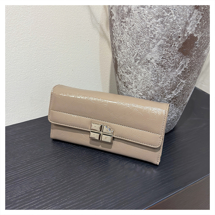 V888-ELOSUNG27180-202504281323-00 Beige Elegant Women's RFID Blocking Long Wallet - PU Leather Clutch Purse with Clasp - Image 1