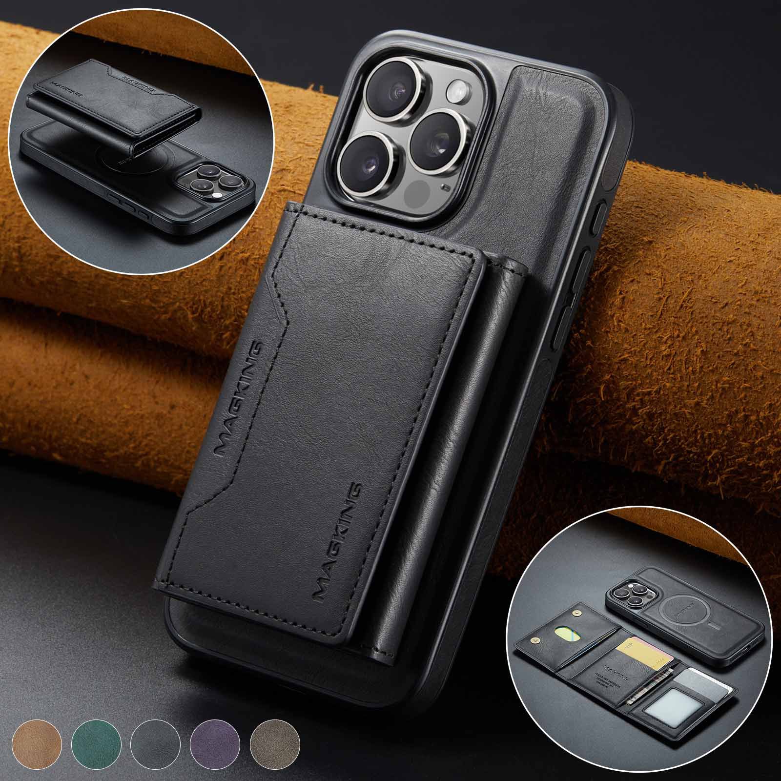 V888-ELOSUNG27398-202505081735-00 Black Premium MagSafe Wallet Case for iPhone 16 Pro - Detachable PU Leather Magnetic Card Holder - Image 1