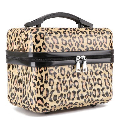 V888-ELOSUNG27479-202505131740-00 Yellow Leopard Pattern Durable Hard Shell Makeup Travel Case - Large Capacity Portable Cosmetic Organizer Box with Handle - Image 1