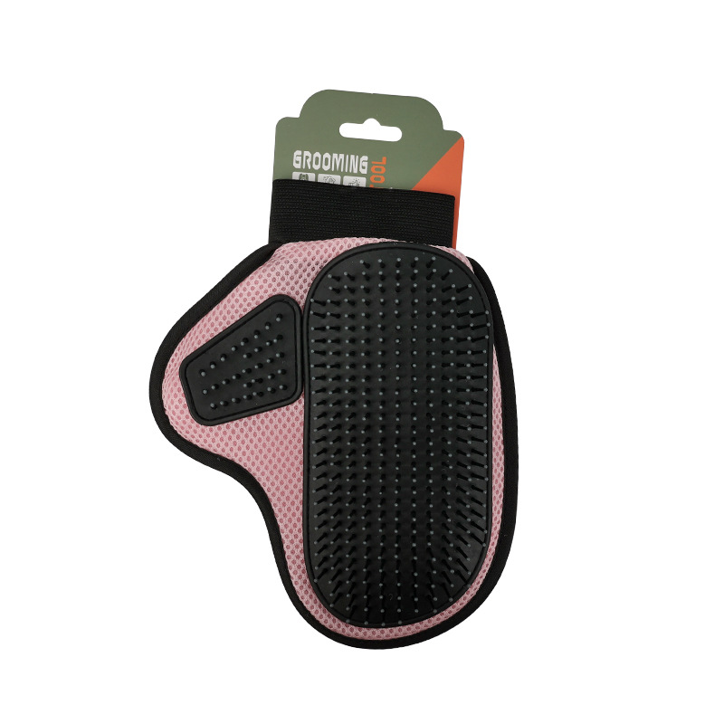 V888-ELOSUNG27531-202505131633-00 2 Pcs Pink And Black Pet Grooming Glove - Gentle Deshedding & Massage Mitt for Dogs & Cats, Efficient Fur Remover - Image 1
