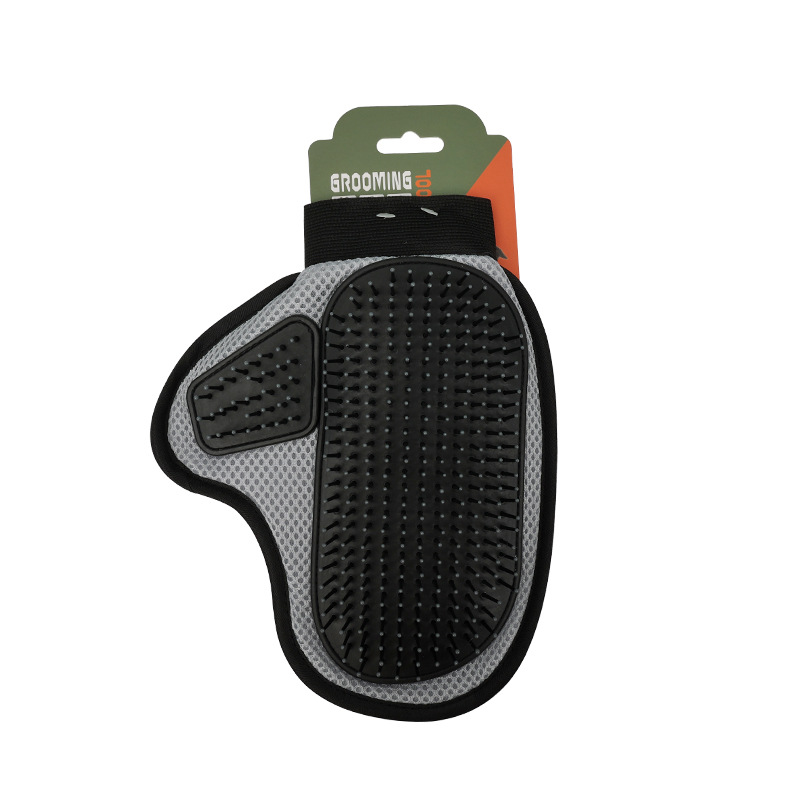 V888-ELOSUNG27533-202505131831-00 2 Pcs Grey And Black Pet Grooming Glove - Gentle Deshedding & Massage Mitt for Dogs & Cats, Efficient Fur Remover - Image 1