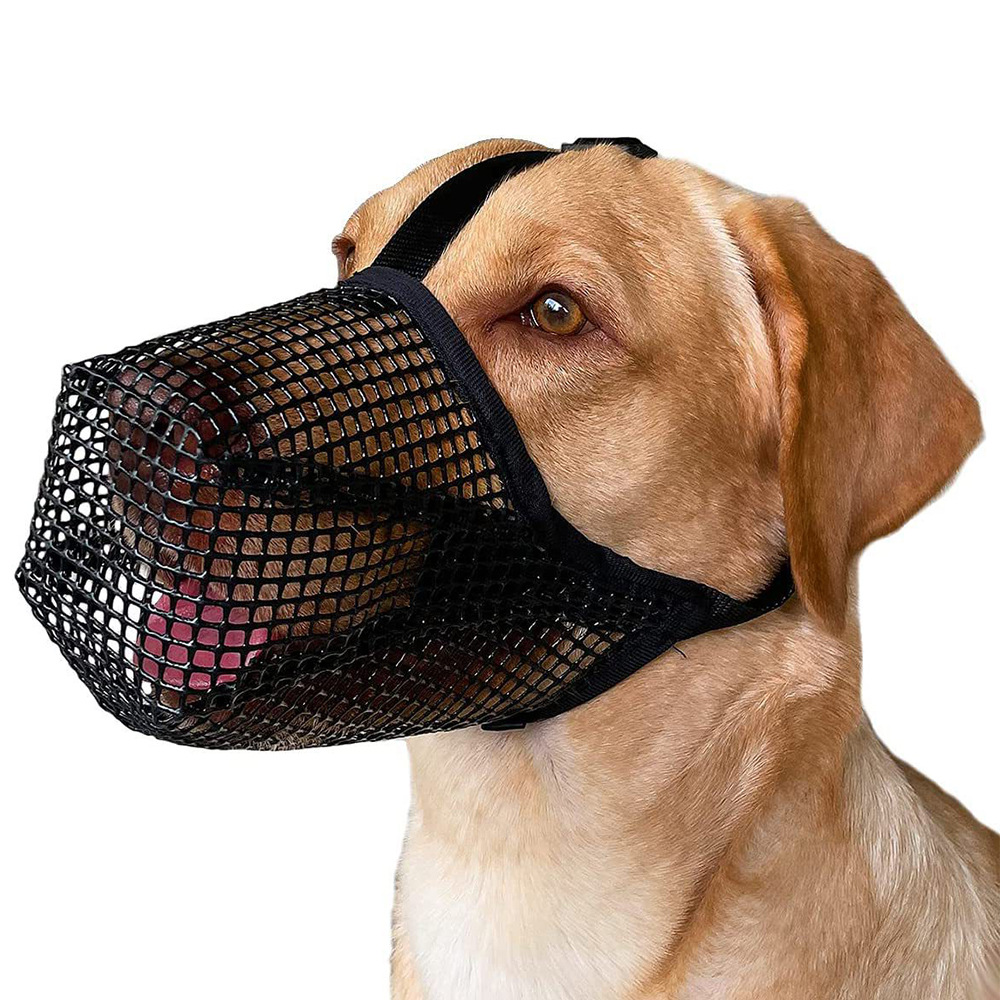 V888-ELOSUNG27568-202505131728-00 2 Pcs Size M Black Breathable Mesh Dog Muzzle - Anti-Barking, Biting & Chewing - Adjustable & Comfortable Nylon Muzzle for Dogs - Image 1