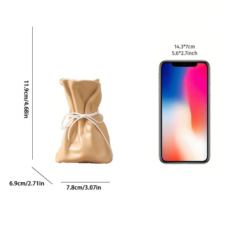 V888-ELOSUNG27608-202505131942-00 Yellow And White Chic Money Bag Inspired Vase - Modern Resin Decorative Flower Holder & Tabletop Accent(Use the mobile phone as a reference for size) - Image 1