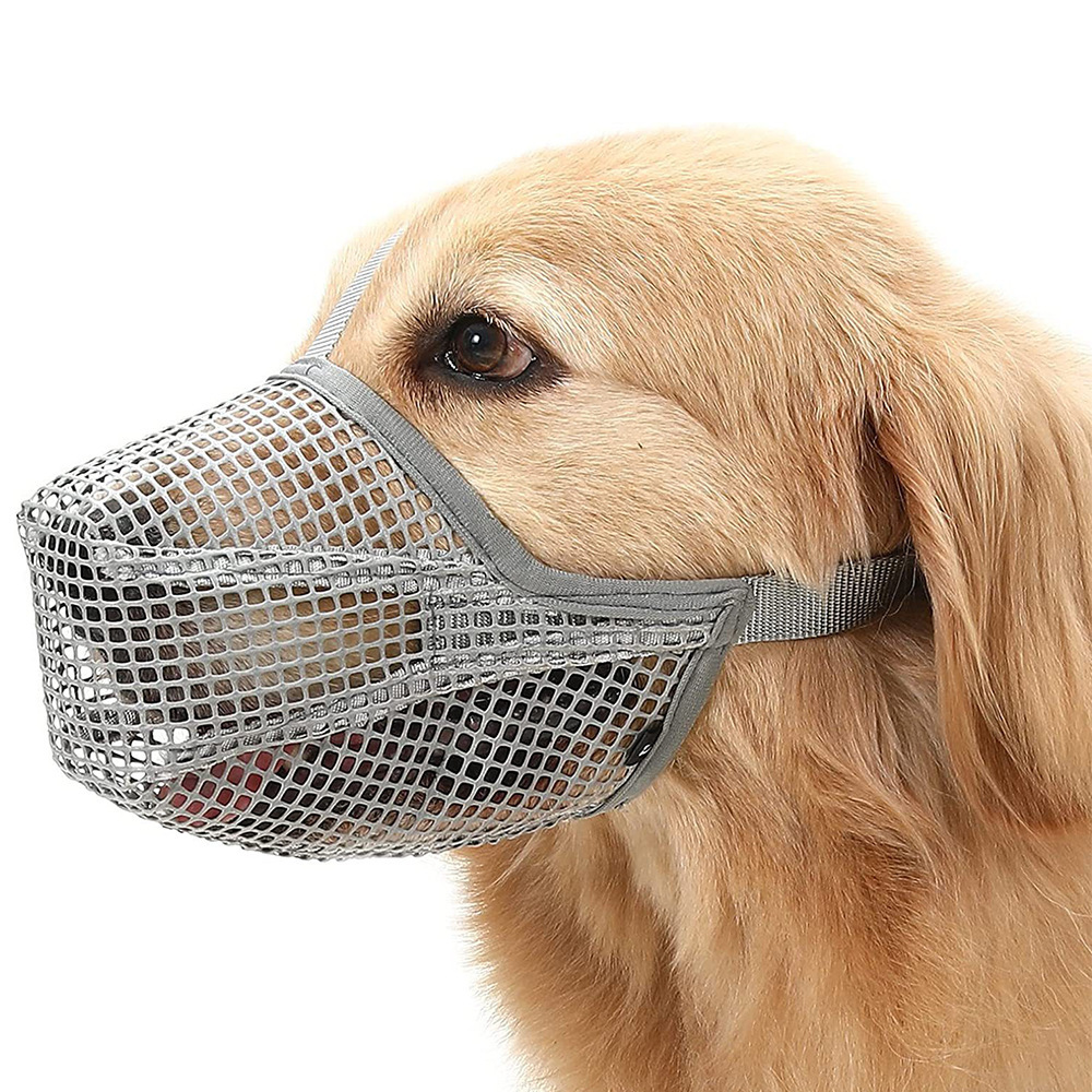 V888-ELOSUNG27614-202505132010-00 2 Pcs Size XL Grey Breathable Mesh Dog Muzzle - Anti-Barking, Biting & Chewing - Adjustable & Comfortable Nylon Muzzle for Dogs - Image 1