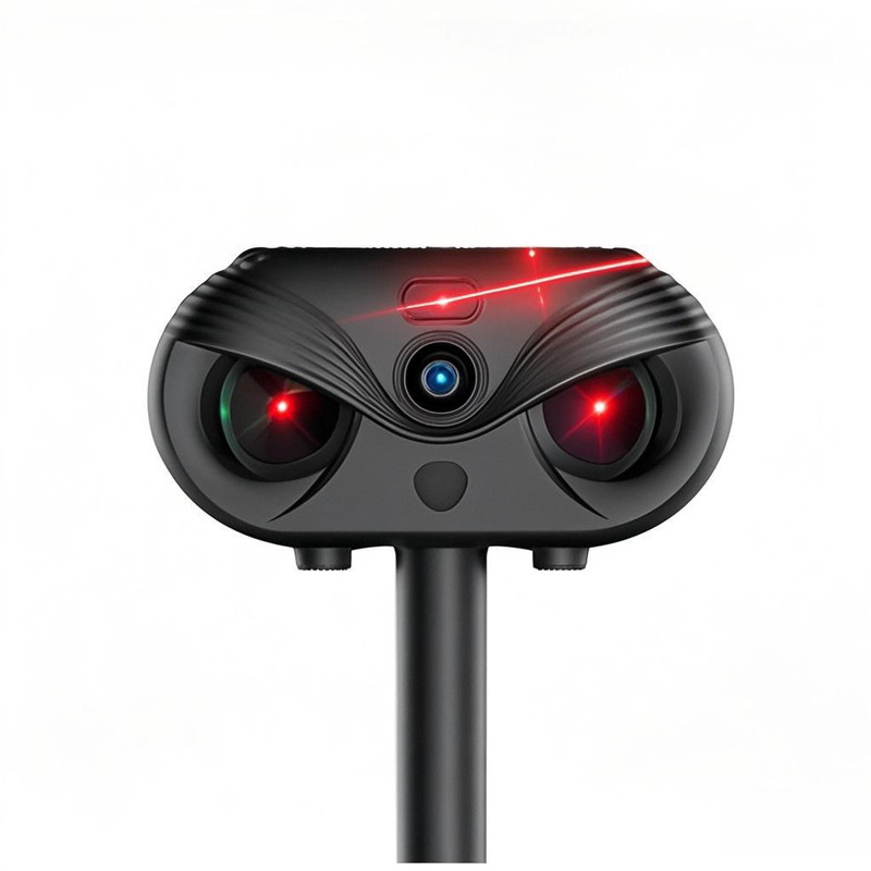 V888-ELOSUNG27649-202505151720-00 Black Advanced Solar Powered Ultrasonic Animal Repeller - Outdoor Pest Deterrent with Motion Sensor, Strobe Light & Laser - Image 1