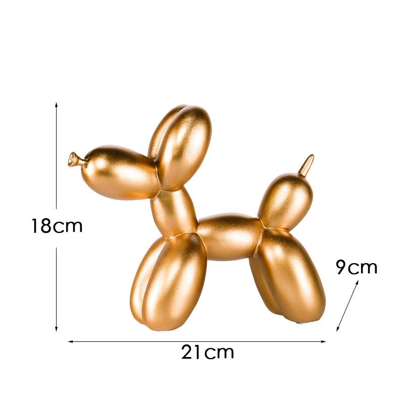 V888-ELOSUNG27676-202505151807-00 Gold Modern Resin Balloon Dog Sculpture - Playful Art Figurine with Golden Snout Accent - Image 1