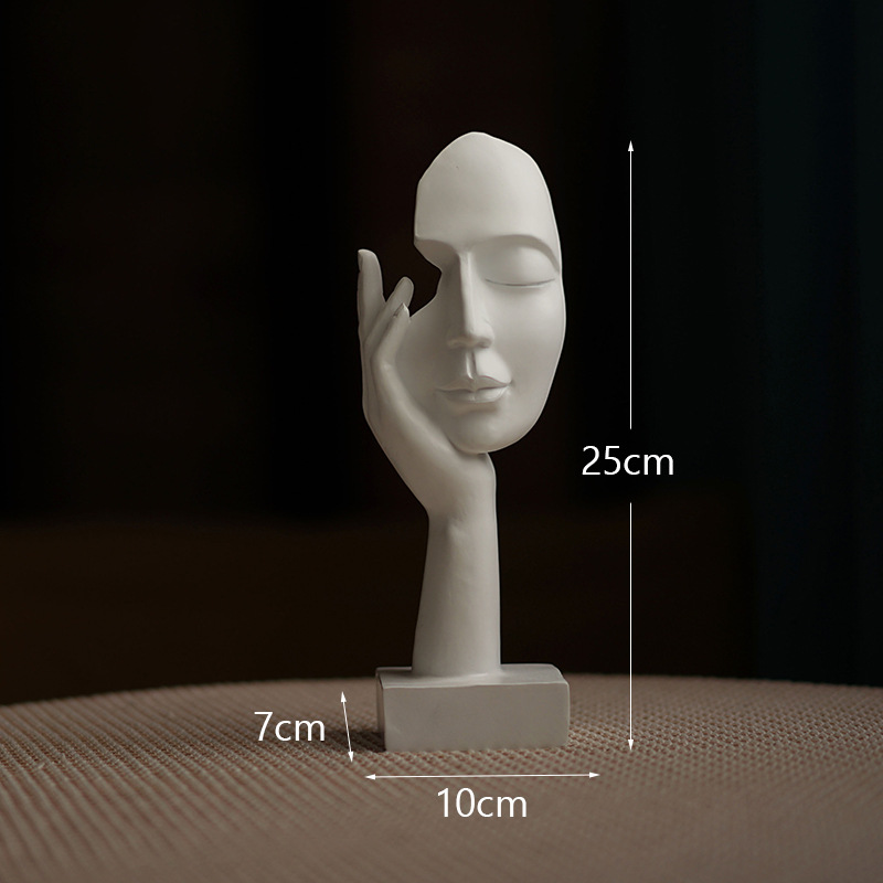 V888-ELOSUNG27683-202505151821-00 White Style 1 Elegant Abstract Face Sculpture - Modern Resin Art Figurine, Hand & Mask Home Decor Accent - Image 1