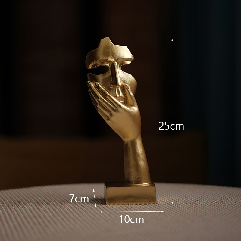 V888-ELOSUNG27684-202505151821-00 Gold Style 2 Elegant Abstract Face Sculpture - Modern Resin Art Figurine, Hand & Mask Home Decor Accent - Image 1