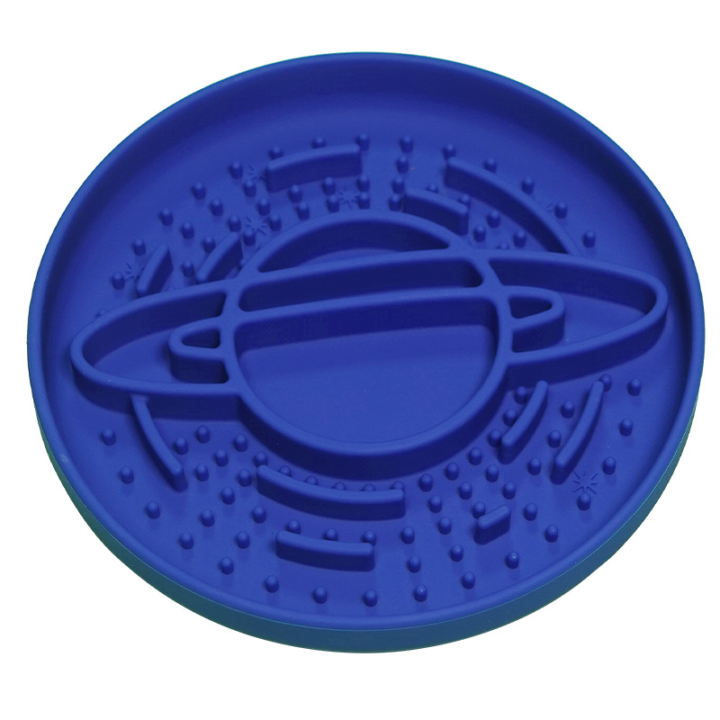 V888-ELOSUNG27694-202505151618-00 Dark Blue Silicone Planet Slow Feeder Dog Bowl - 2-in-1 Anti-Choke Lick Mat for Healthy Eating & Fun - Image 1